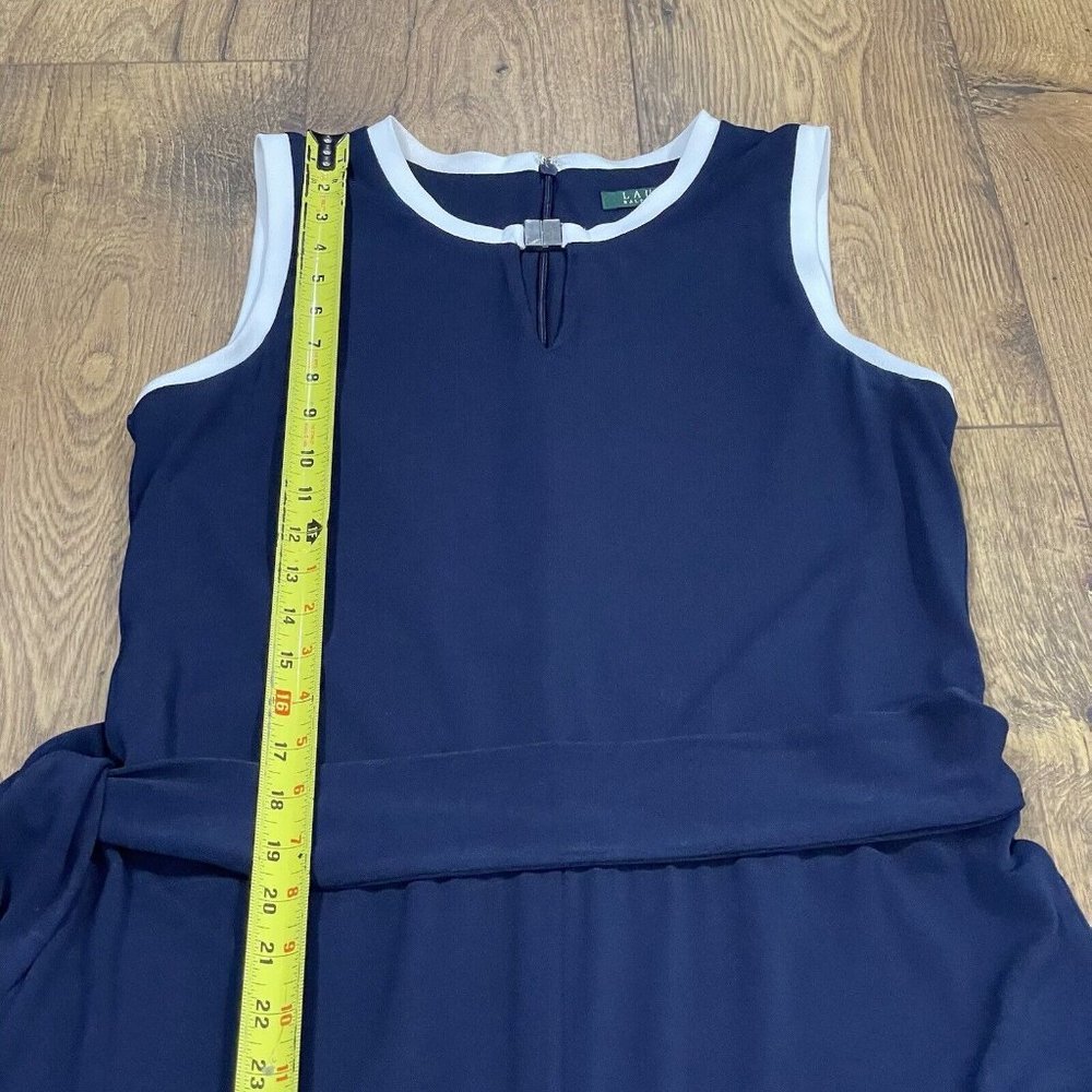 Ralph Lauren Navy Sleeveless Wide-Leg Jumpsuit with White Trim - Picture 13 of 14